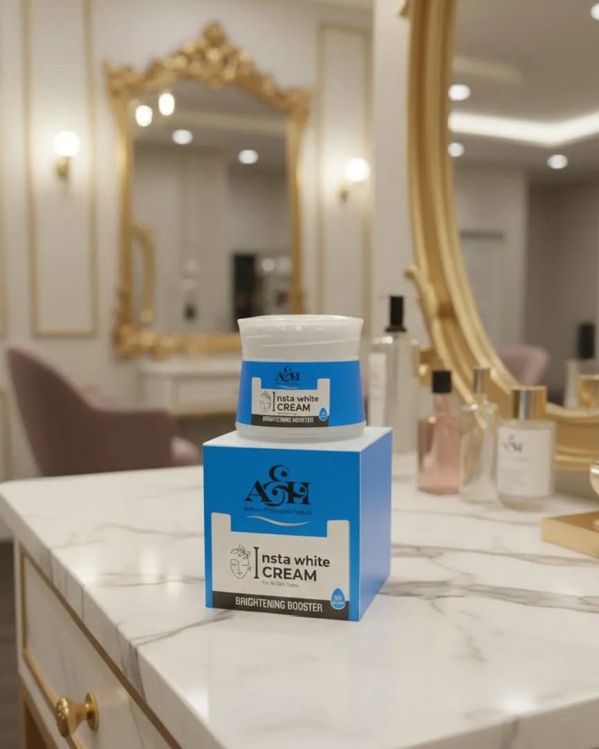 A&H Insta White Cream packaging on a snowy background